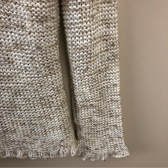 BCBGMaxAzria Cardigan Womens L Cream Tan Knit Y2K Button Front Ruffle Sw… - Picture 10 of 10